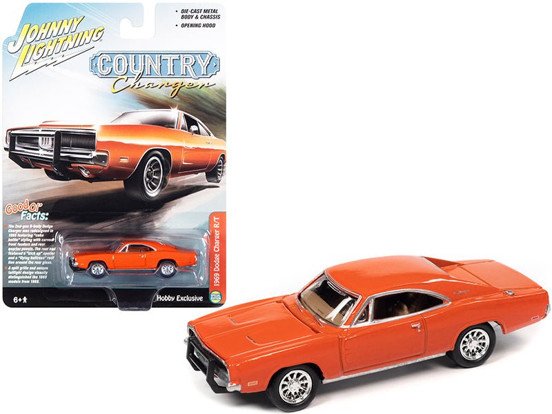 1969 Dodge Charger R/T Orange "Country Charger" 1/64 Diecast Model Car by Johnny Lightning free shipping USA
