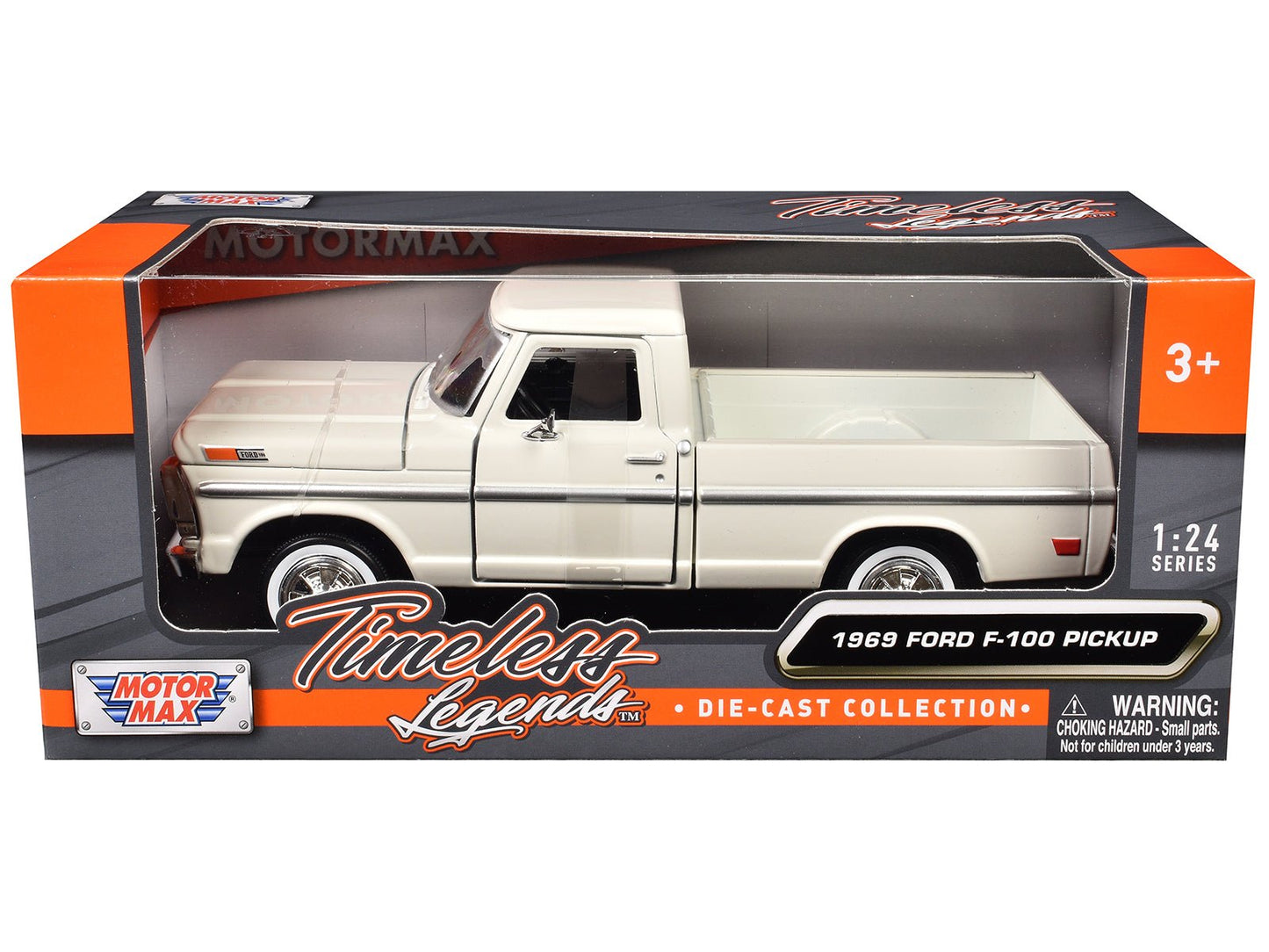 1969 Ford F-100 Pickup Truck Cream "Timeless Legends" Series 1/24 Diecast Model Car by Motormax free shipping USA