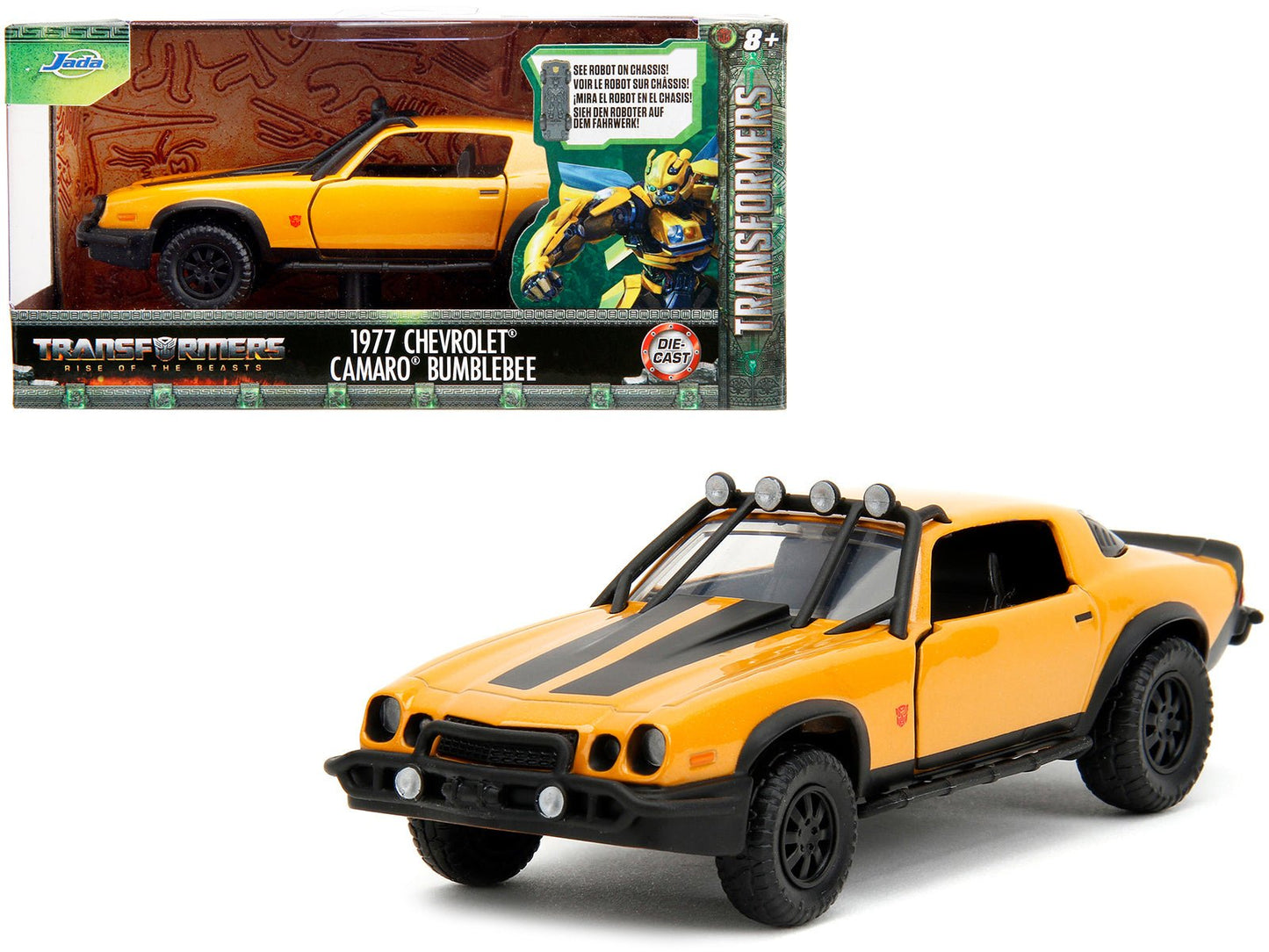 1977 Chevrolet Camaro Off-Road Version Yellow Metallic with Black Stripes "Transformers: Rise of the Beasts" (2023) Movie "Hollywood Rides" Series 1/32 Diecast Model Car by Jada free shipping USA
