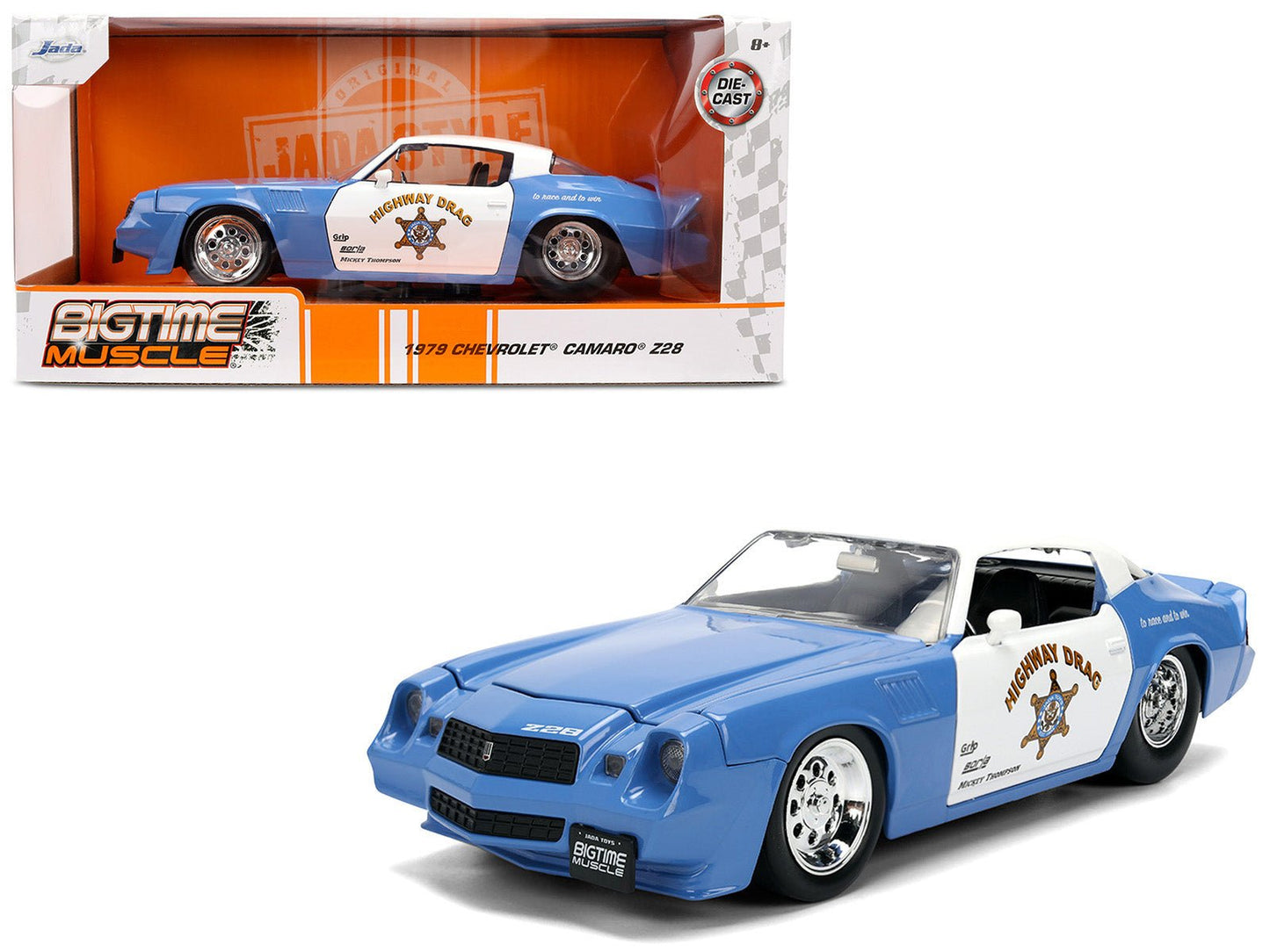 1979 Chevrolet Camaro Z28 Police "Highway Drag" Blue and White "Bigtime Muscle" Series 1/24 Diecast Model Car by Jada free shipping USA