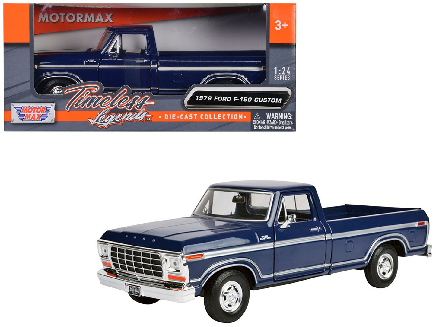 1979 Ford F-150 Pickup Truck Dark Blue 1/24 Diecast Model Car by Motormax free shipping USA