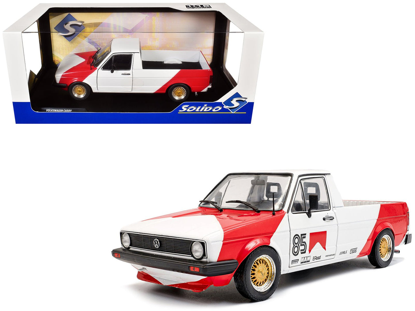 1983 Volkswagen Caddy MK 1 Pickup Truck "Red Cowboy Racing Tribute" White and Red 1/18 Diecast Model Car by Solido free shipping USA