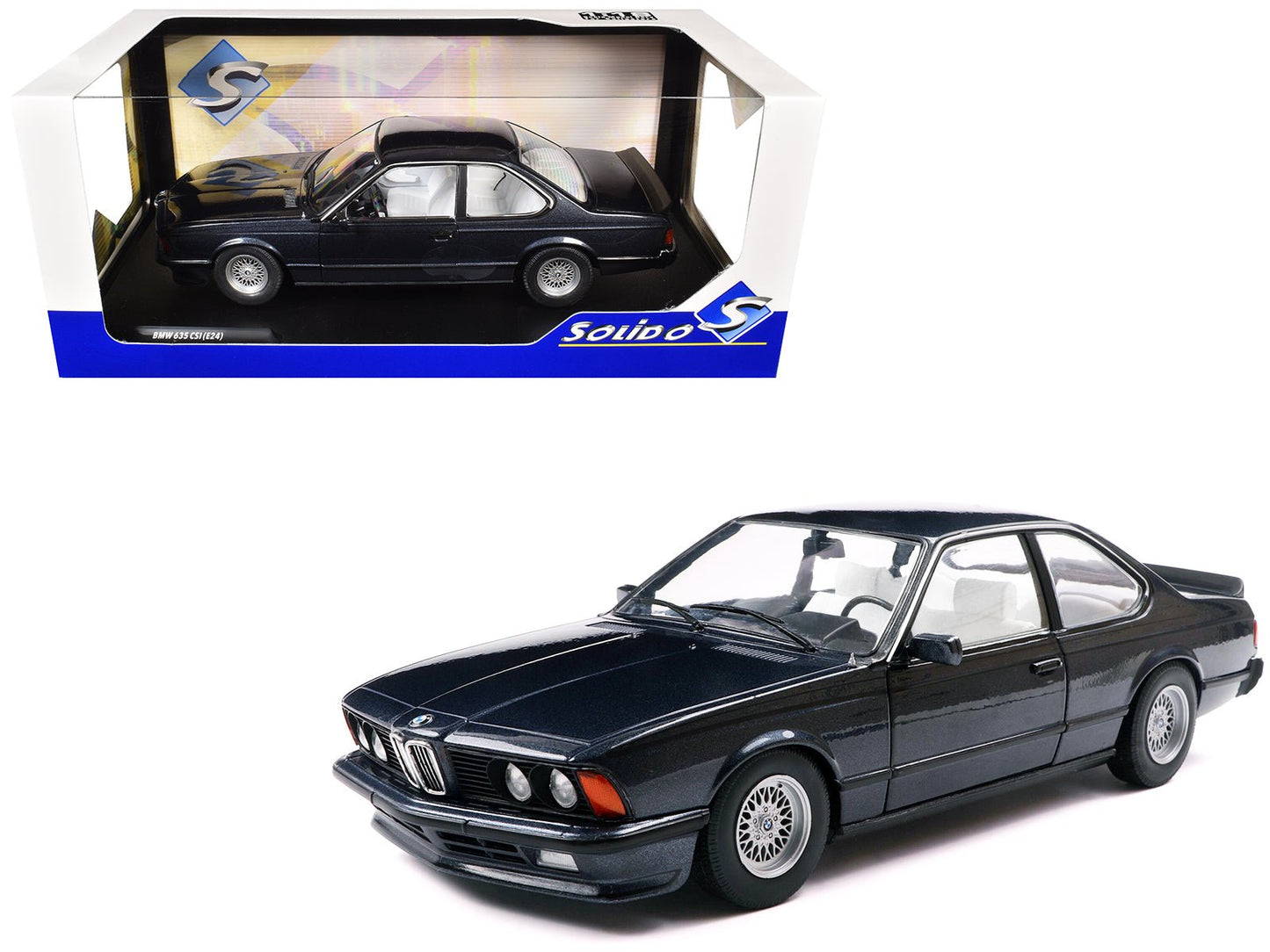1984 BMW 635 CSI (E24) Macau Blue Metallic 1/18 Diecast Model Car by Solido free shipping USA