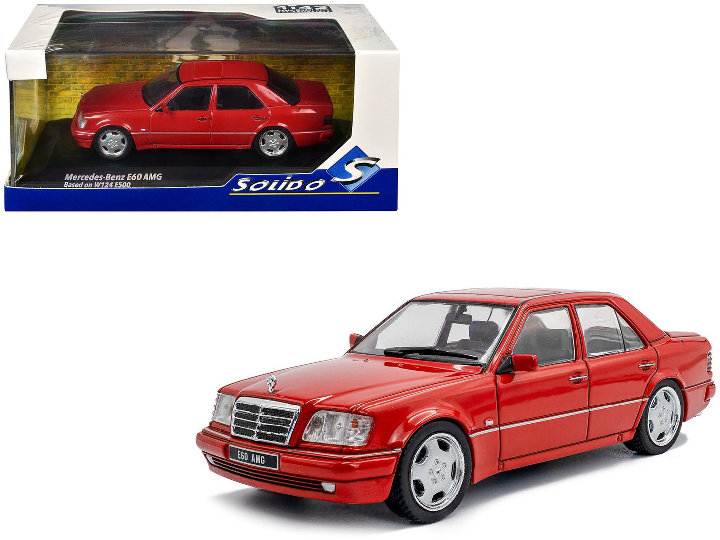 1994 Mercedes-Benz (W124) E60 AMG Signal Red 1/43 Diecast Model Car by Solido free shipping USA