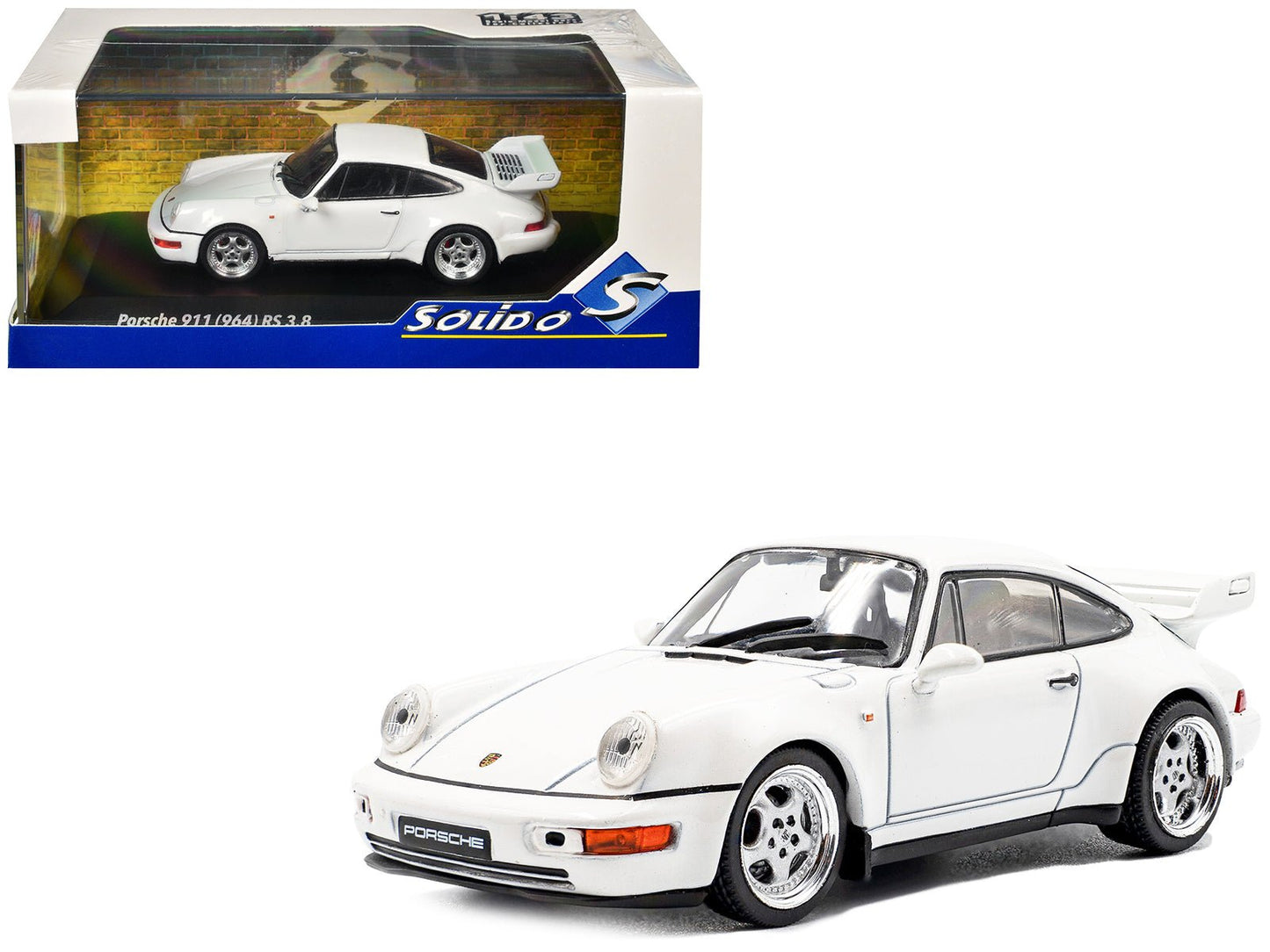 1994 Porsche 911 (964) RS 3.8 Grand Prix White 1/43 Diecast Model Car by Solido free shipping USA