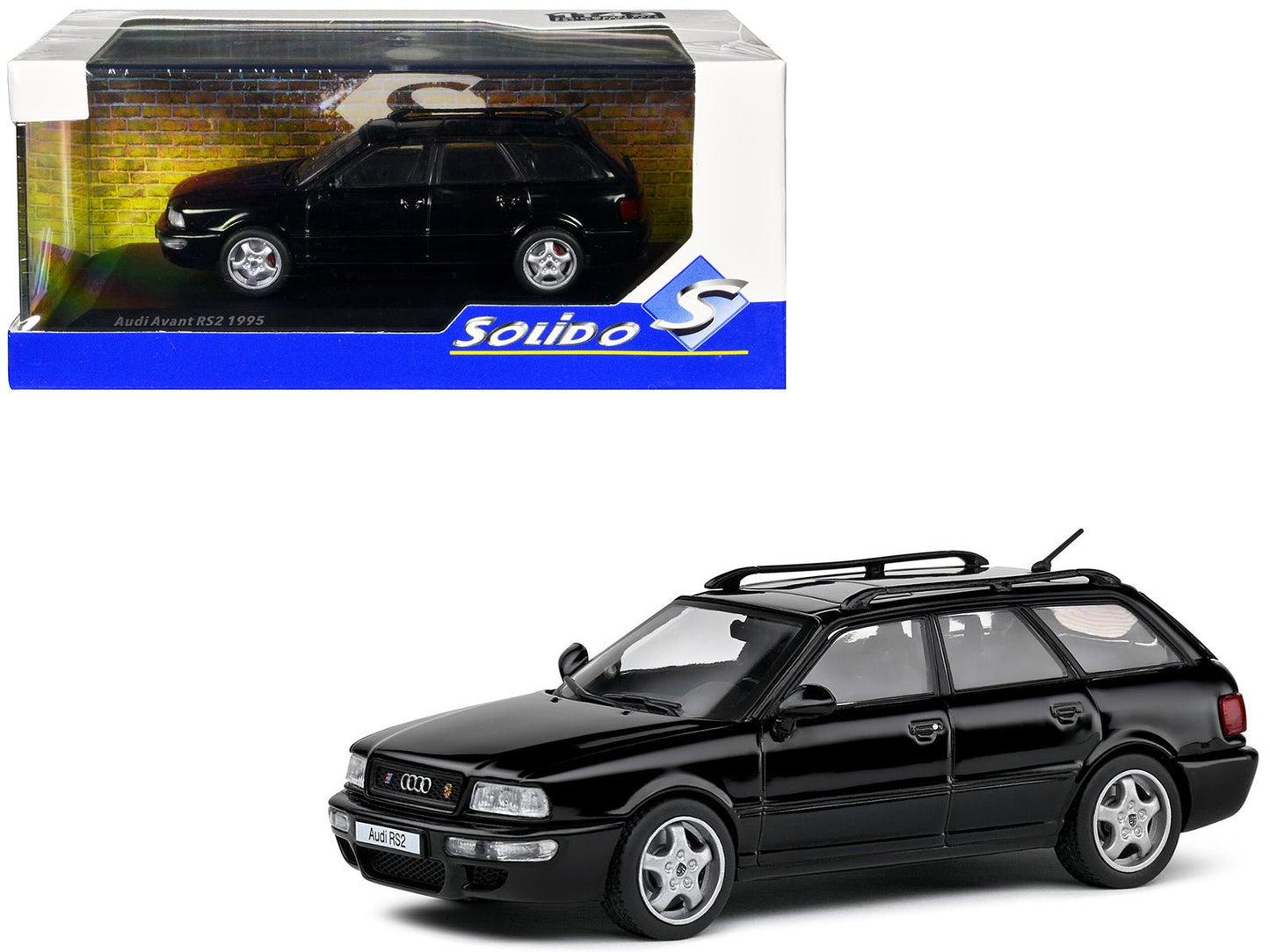 1995 Audi Avant RS2 Brilliant Black with Roofrack 1/43 Diecast Model Car by Solido free shipping USA