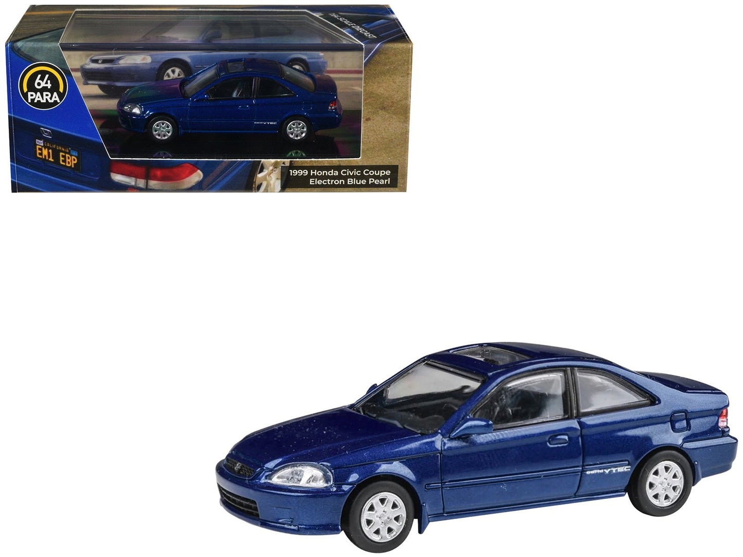 1999 Honda Civic Coupe Electron Blue Pearl Metallic with Sunroof 1/64 Diecast Model Car by Paragon Models free shipping USA