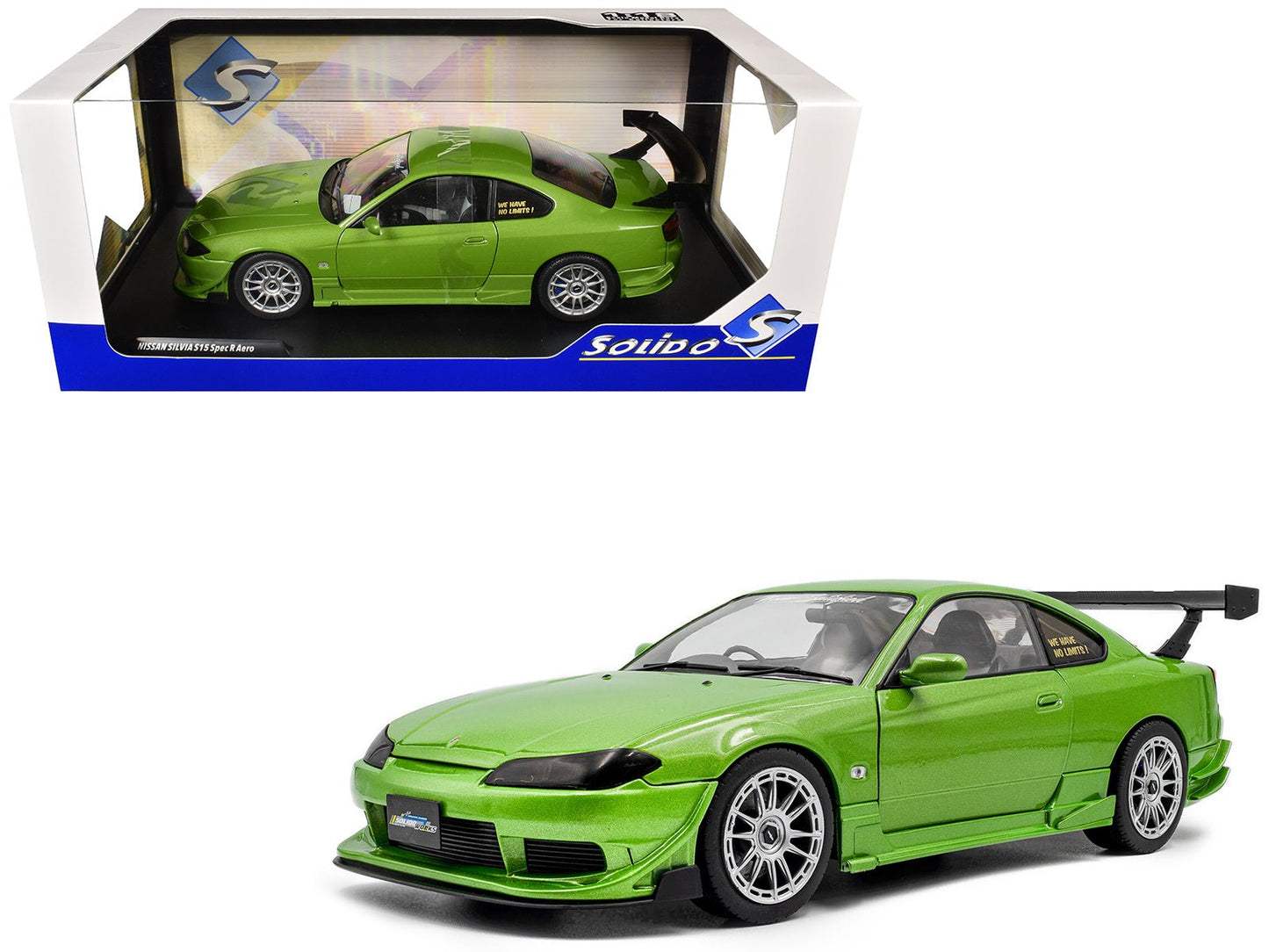 1999 Nissan Silvia S15 Spec-R Aero RHD (Right Hand Drive) "Never Satisfied" Green Metallic 1/18 Diecast Model Car by Solido free shipping USA