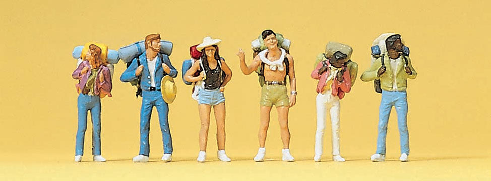 Preiser 10296 HO Scale Young Travelers Backpacking Figures