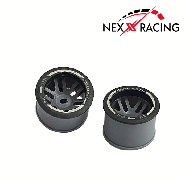 NXUSA-EVOAWD-R Nexx Racing “JUD” threaded carbon-fiber reinforced EVO AWD Flanged Rear Wheels (2) pcs for Mini-Z (GREY)