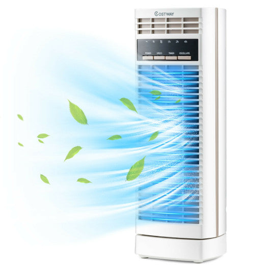 14 Inch Mini Oscillating Tower Fan Electric Desk Fan with 3 Speed and Timer-White