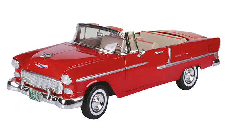 Motormax 73184AC-R 1/18 1955 Chevrolet Bel Air Convertible, Red