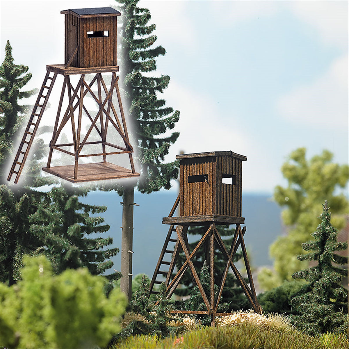 Busch 1496 HO Scale Raised Lookout, Real Wood Kit
