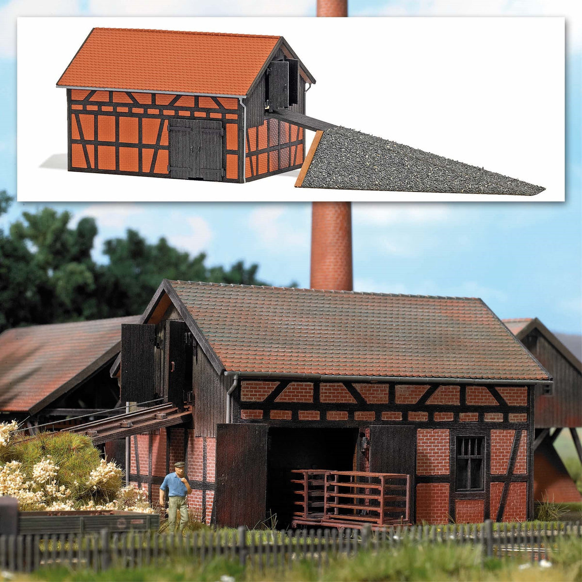 Busch 1552 HO Scale Brickworks Press House Laser-Cut Kit