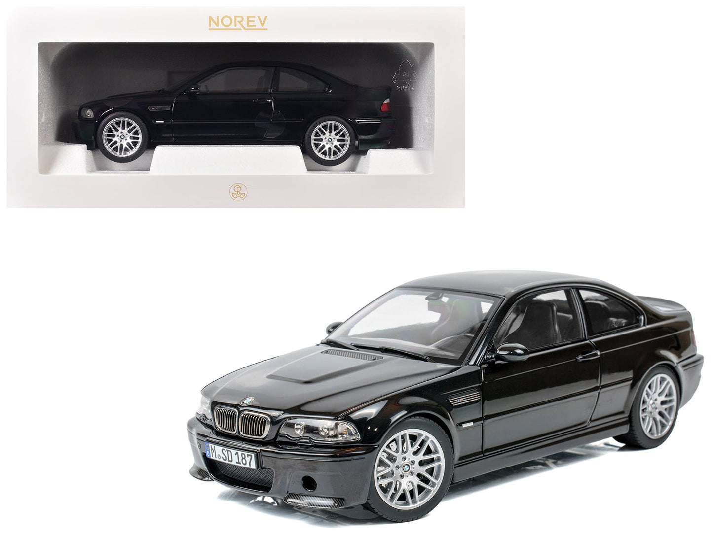 2003 BMW M3 CSL Saphire Black 1/18 Diecast Model Car by Norev free shipping USA