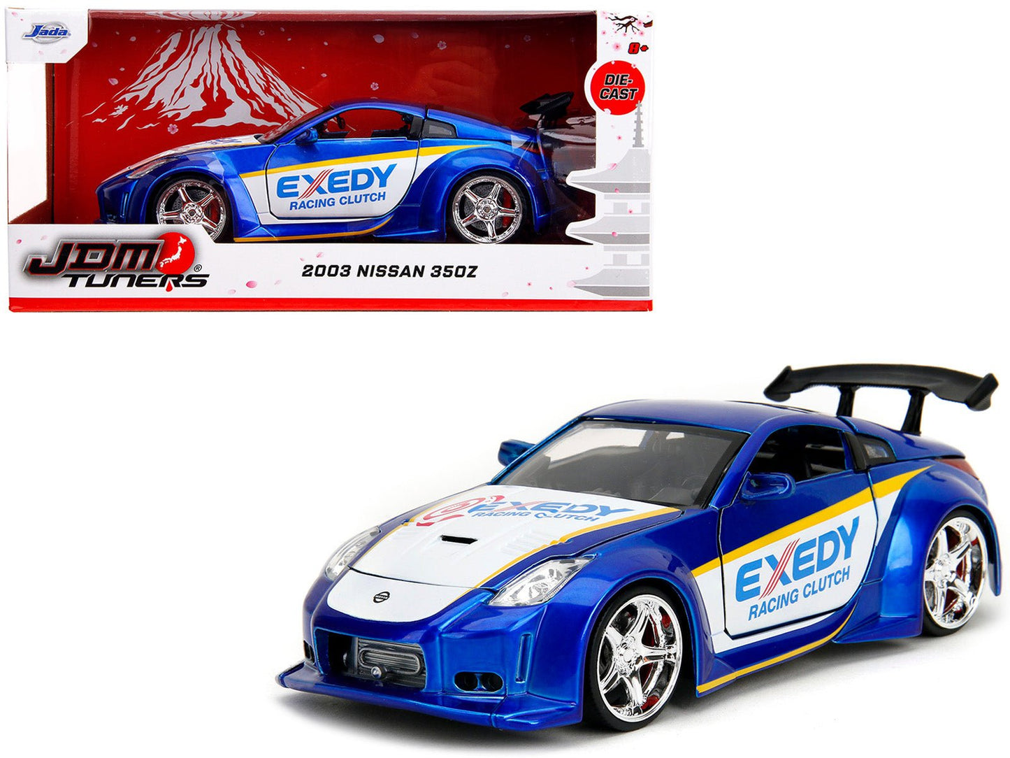 2003 Nissan 350Z "Exedy Racing Clutch" Candy Blue and White "JDM Tuners" Series 1/24 Diecast Model Car by Jada free shipping USA