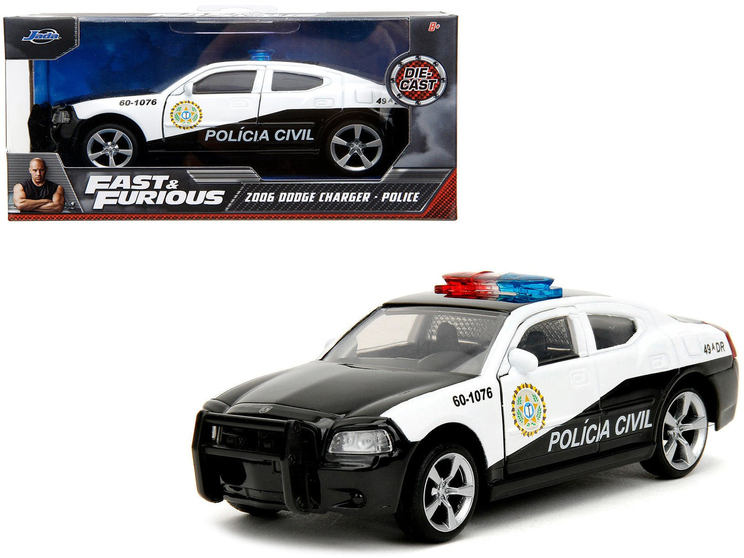 2006 Dodge Charger Police Black and White "Policia Civil" "Fast & Furious" Series 1/32 Diecast Model Car by Jada free shipping USA