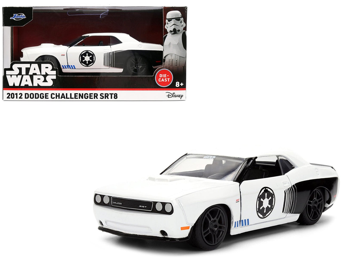 2012 Dodge Challenger SRT8 "Stormtrooper" Livery White with Graphics "Star Wars" Franchise "Hollywood Rides" Series 1/32 Diecast Model Car by Jada free shipping USA
