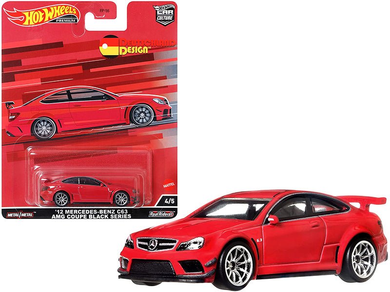 2012 Mercedes Benz C63 AMG Coupe Black Series Red "Deutschland Design" Series Diecast Model Car by Hot Wheels free shipping USA