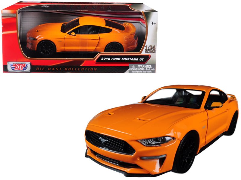 2018 Ford Mustang GT 5.0 Orange with Black Wheels 1/24 Diecast Model Car by Motormax free shipping USA