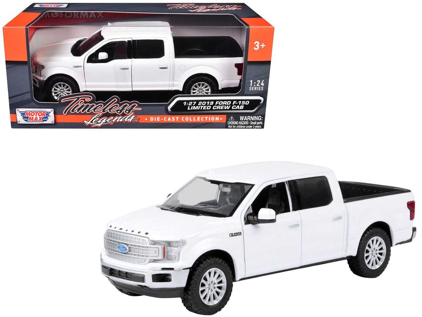 2019 Ford F-150 Limited Crew Cab Pickup Truck White 1/27 Diecast Model Car by Motormax free shipping USA