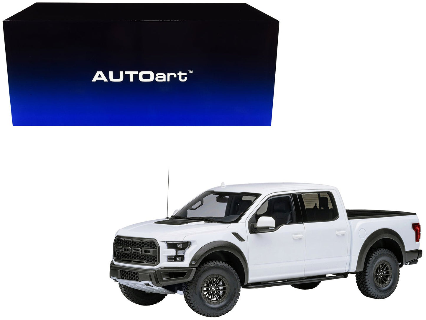 2019 Ford F-150 Raptor Pickup Truck Oxford White 1/18 Model Car by Autoart free shipping USA