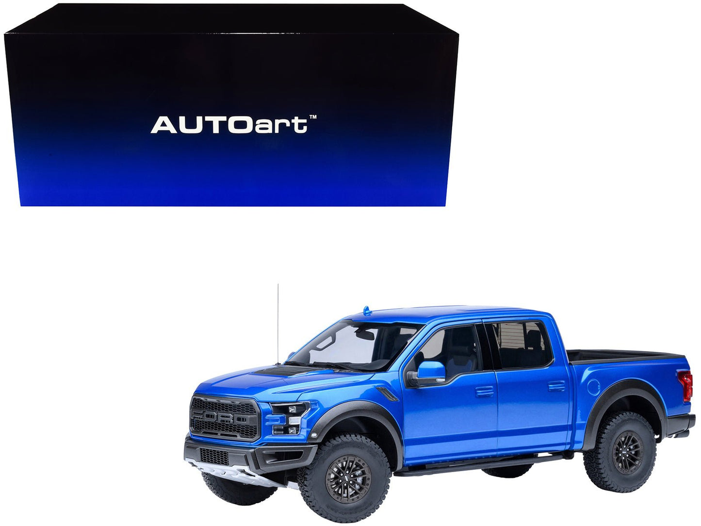 2019 Ford F-150 Raptor Pickup Truck Velocity Blue 1/18 Model Car by Autoart free shipping USA
