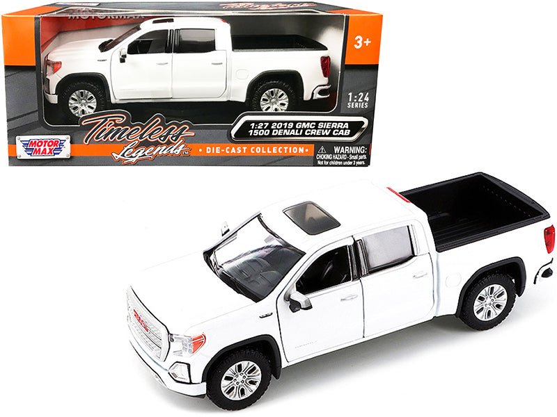 2019 GMC Sierra 1500 Denali Crew Cab Pickup Truck with Sunroof White "Timeless Legends" Series 1/24-1/27 Diecast Model Car by Motormax free shipping USA