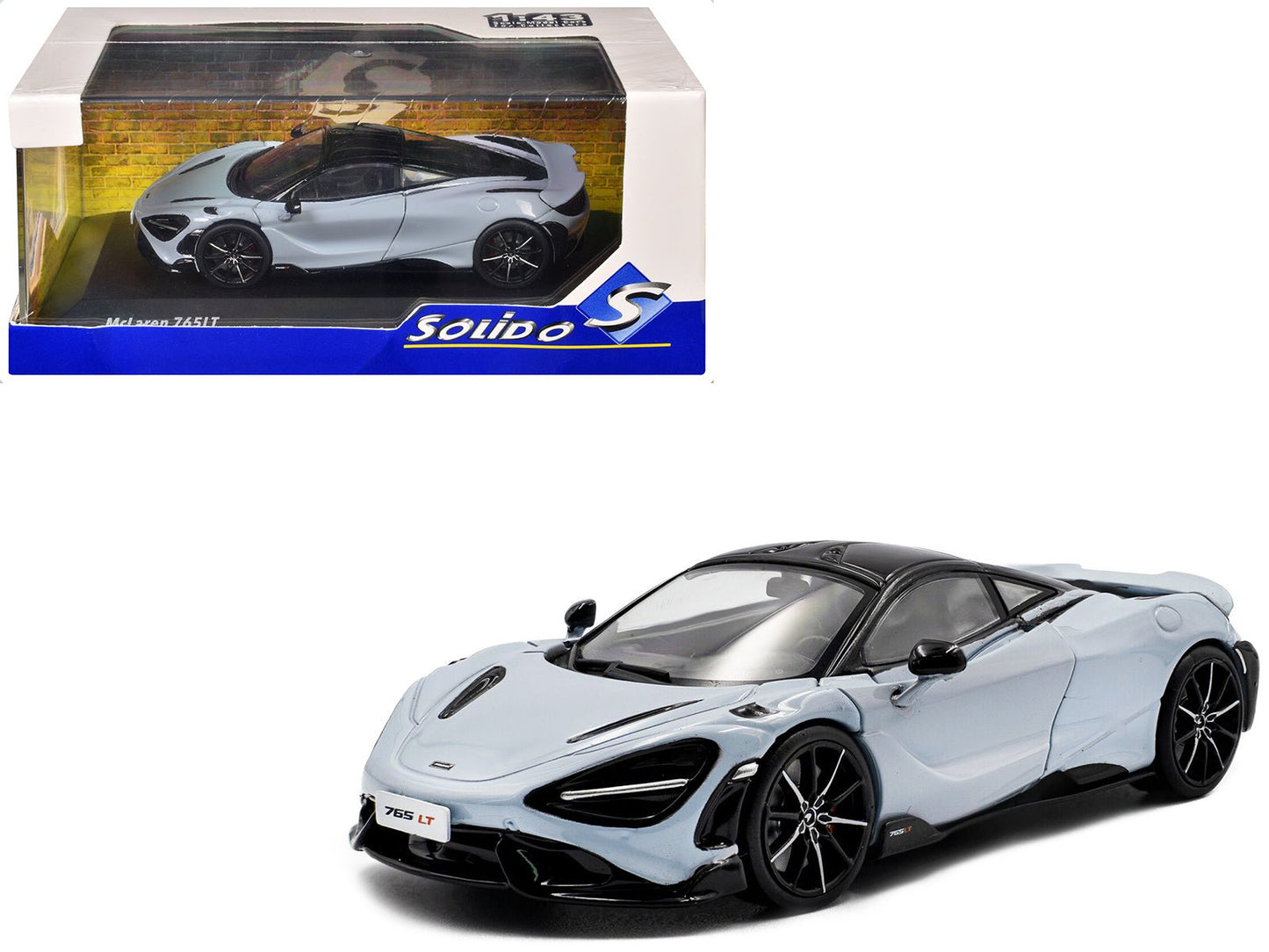 2020 McLaren 765LT Ceramic Gray with Black Top 1/43 Diecast Model Car by Solido free shipping USA