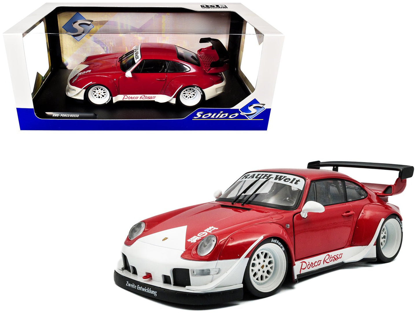 2020 RWB Bodykit "Porco Rosso" Red and White 1/18 Diecast Model Car by Solido free shipping USA