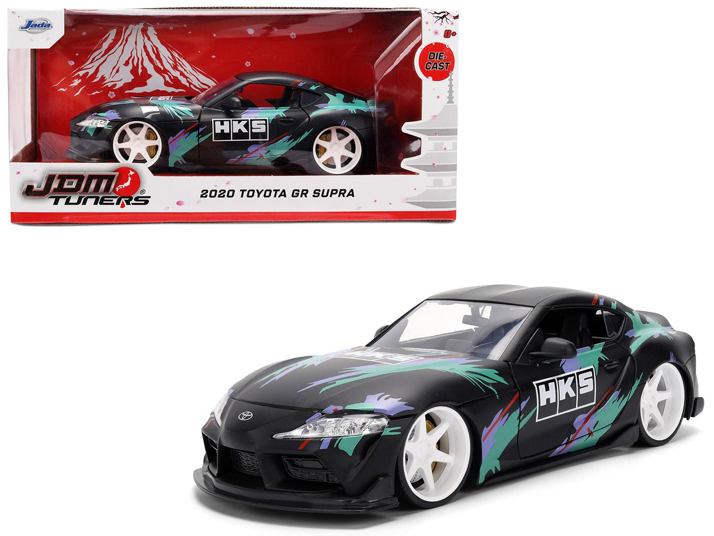 2020 Toyota GR Supra "HKS" Matt Black with Graphics "JDM Tuners" Series 1/24 Diecast Model Car by Jada free shipping USA