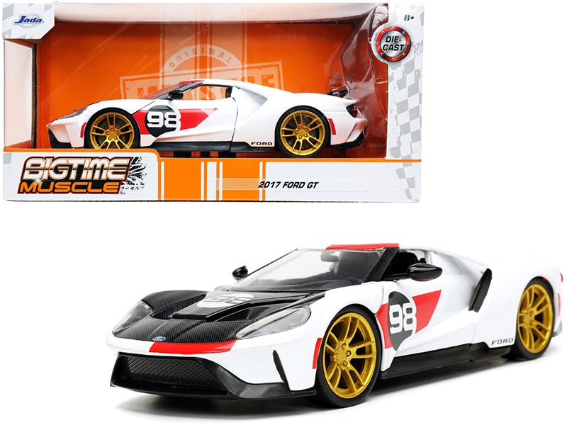2021 Ford Gt #98 White "Heritage Edition" "Bigtime Muscle" Series 1/24 Diecast Model Car by Jada free shipping USA