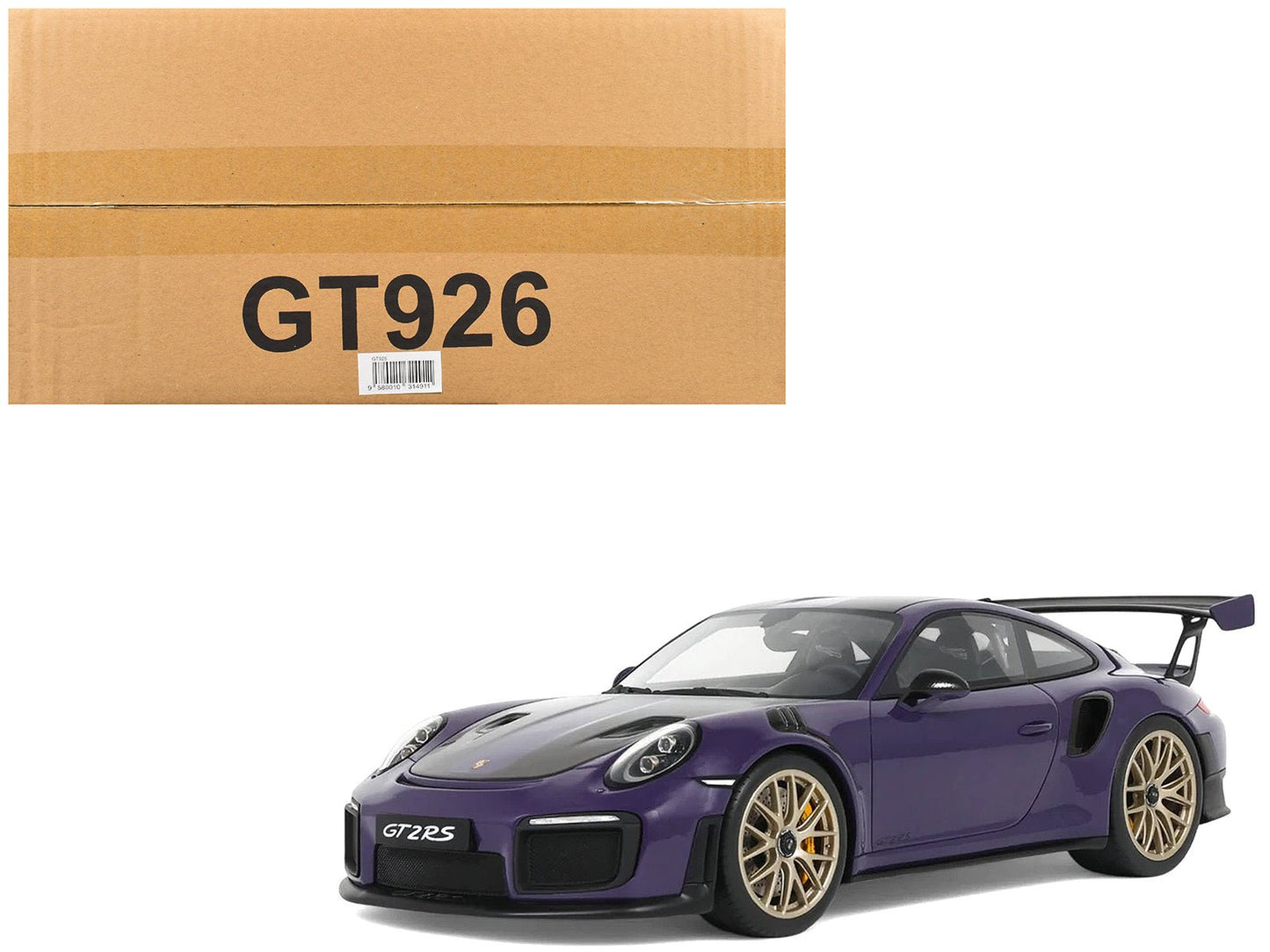 2021 Porsche 911 (991.2) GT2 RS Ultraviolet Metallic with Carbon Stripes 1/18 Model Car by GT Spirit free shipping USA