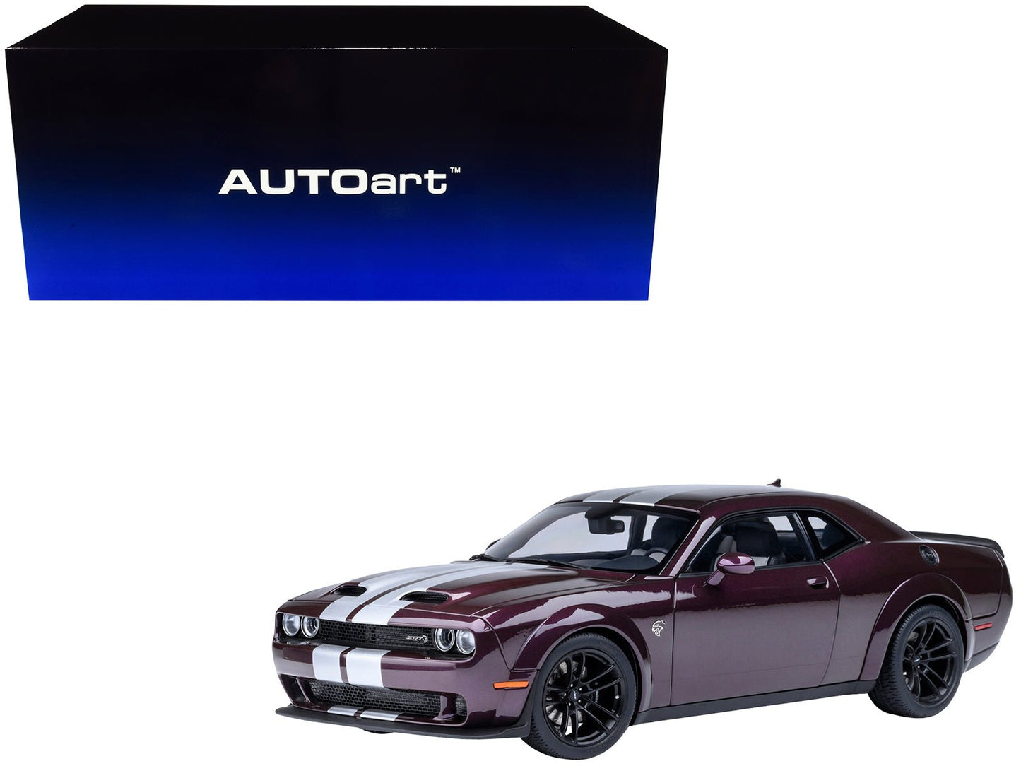 2022 Dodge Challenger SRT Jailbreak Hellraisin Purple with White Stripes 1/18 Model Car by Autoart free shipping USA