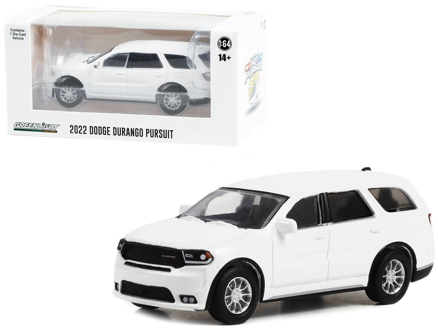 2022 Dodge Durango Pursuit Police Car White "Hot Pursuit" "Hobby Exclusive" Series 1/64 Diecast Model Car by Greenlight free shipping USA