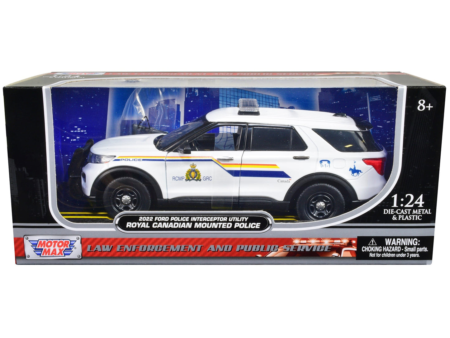 2022 Ford Police Interceptor Utility "RCMP (Royal Canadian Mounted Police)" White 1/24 Diecast Model Car by Motormax free shipping USA