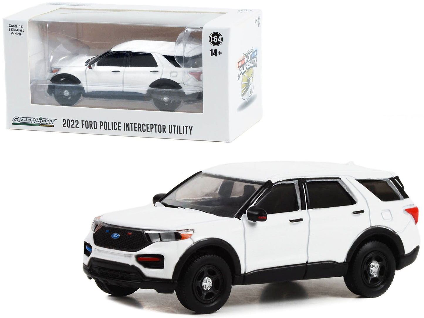2022 Ford Police Interceptor Utility White "Hot Pursuit" "Hobby Exclusive" Series 1/64 Diecast Model Car by Greenlight free shipping USA