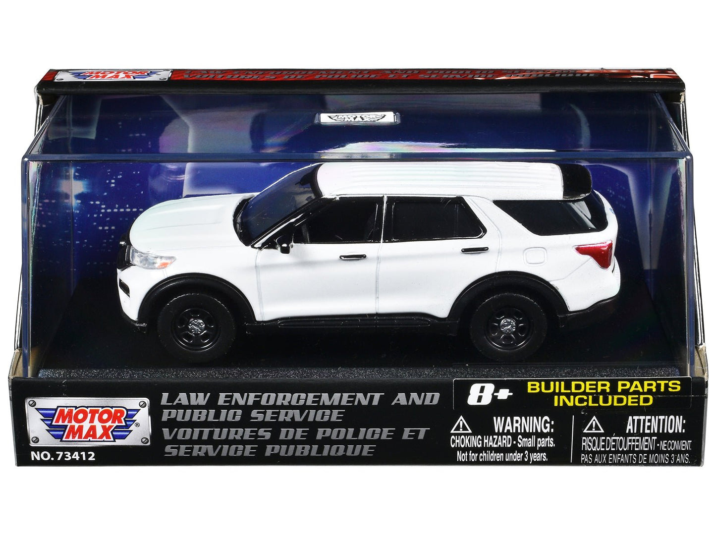 2022 Ford Police Interceptor Utility White Unmarked "Custom Builder's Kit" "Law Enforcement and Public Service" Series 1/43 Diecast Model Car by Motormax free shipping USA