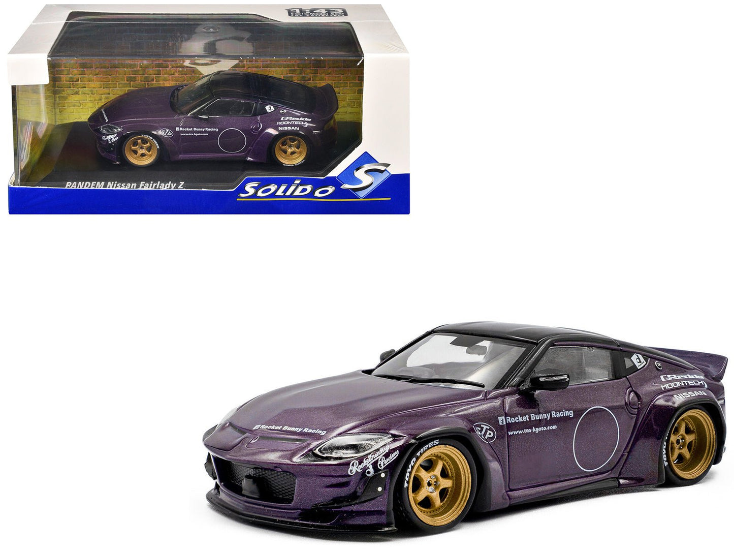 2022 Nissan Pandem Fairlady Z RHD (Right Hand Drive) Purple Metallic with Black Top 1/43 Diecast Model Car by Solido free shipping USA