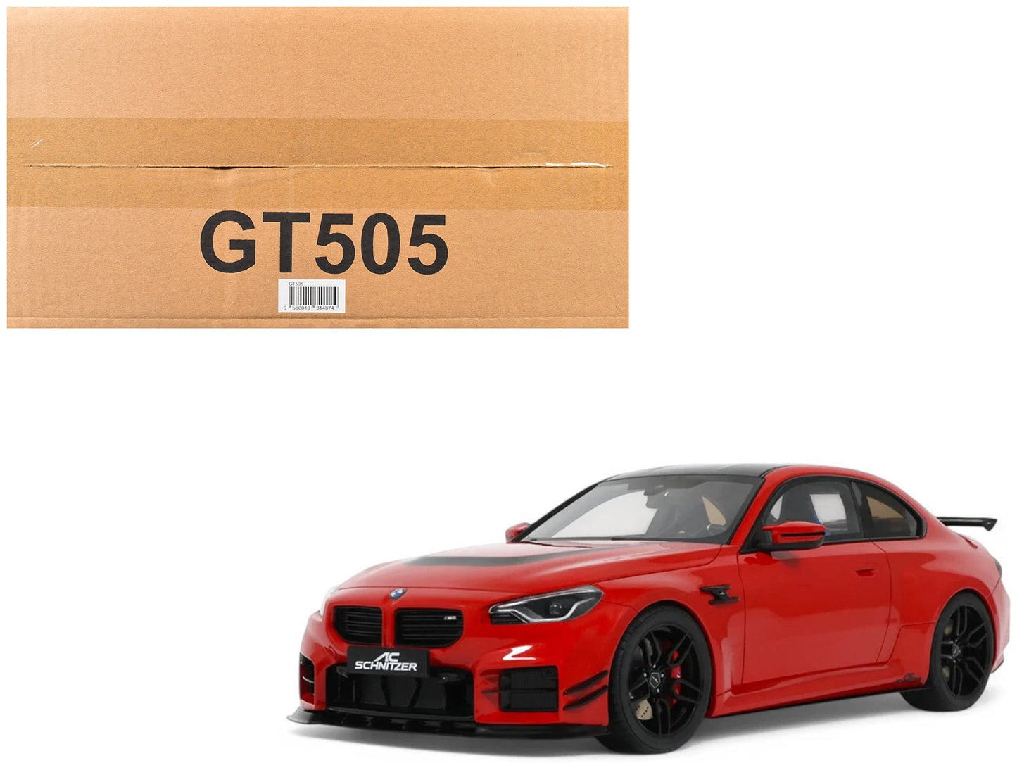 2023 AC Schnitzer ACS2 Sport (BMW M2) Toronto Red with Black Top 1/18 Model Car by GT Spirit free shipping USA