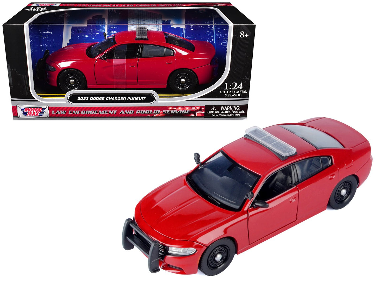 2023 Dodge Charger Pursuit Police Car Red "Law Enforcement and Public Service" Series 1/24 Diecast Model Car by Motormax free shipping USA