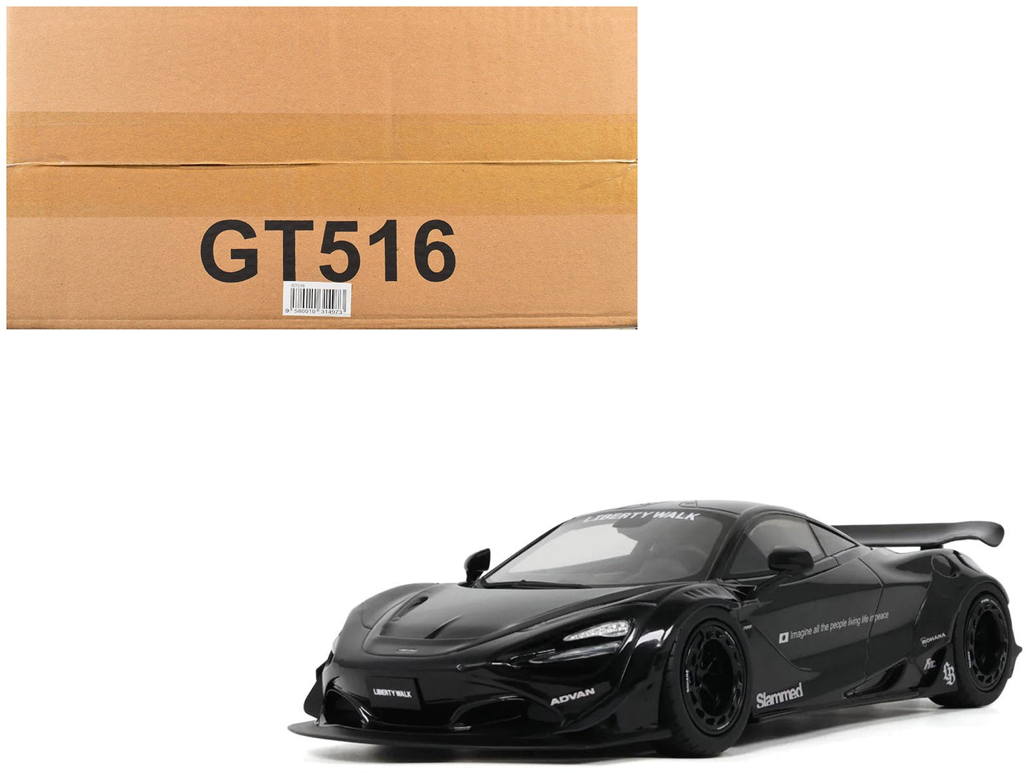 2023 McLaren 720S "LB-Works - Liberty Walk" Black 1/18 Model Car by GT Spirit free shipping USA