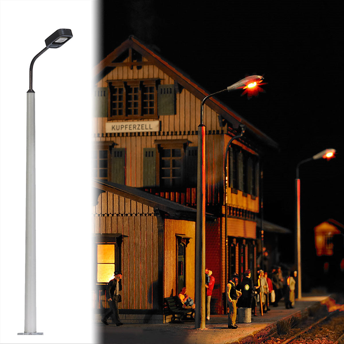 Busch 4136 HO Scale Concrete-Mast Streetlight, Black Housing