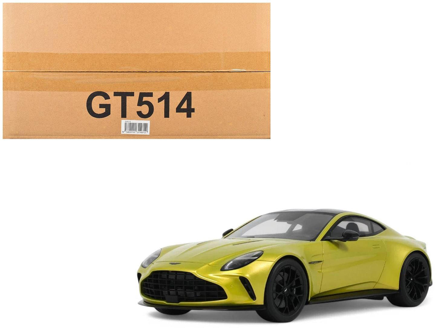 2024 Aston Martin Vantage Cosmopolitan Yellow Metallic with Black Top 1/18 Model Car by GT Spirit free shipping USA