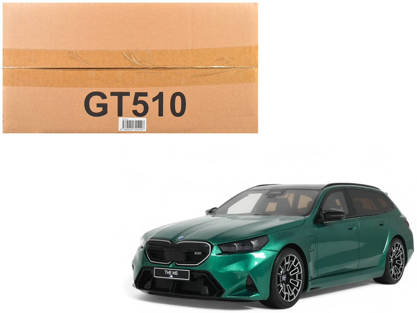 2024 BMW M5 Touring (G99) Isle of Man Green Metallic with Black Top 1/18 Model Car by GT Spirit free shipping USA