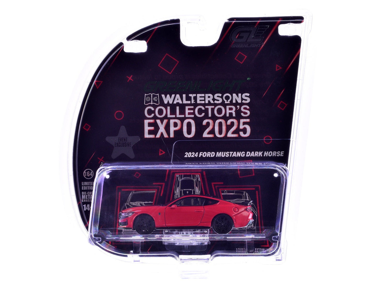 2024 Ford Mustang Dark Horse "Indiana" Red with Black Hood and Top "2025 Greenlight Waltersons Collector's Expo Exclusive" 1/64 Diecast Model Car by Greenlight free shipping USA