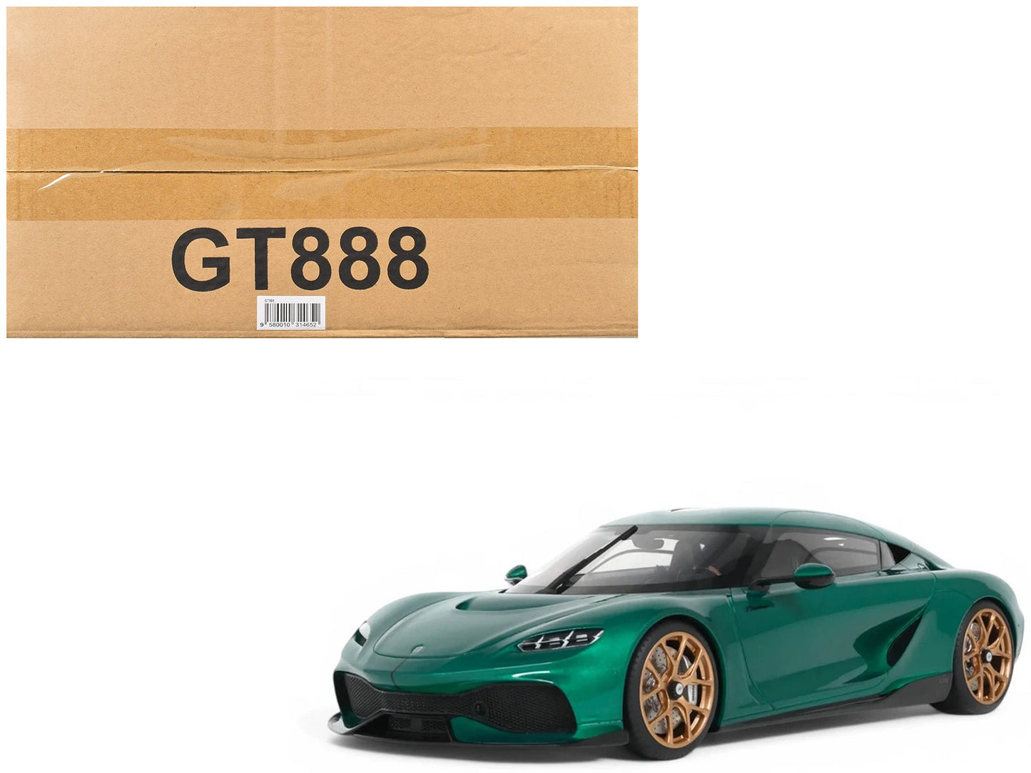 2024 Koenigsegg Gemera Racing Green Metallic 1/18 Model Car by GT Spirit free shipping USA