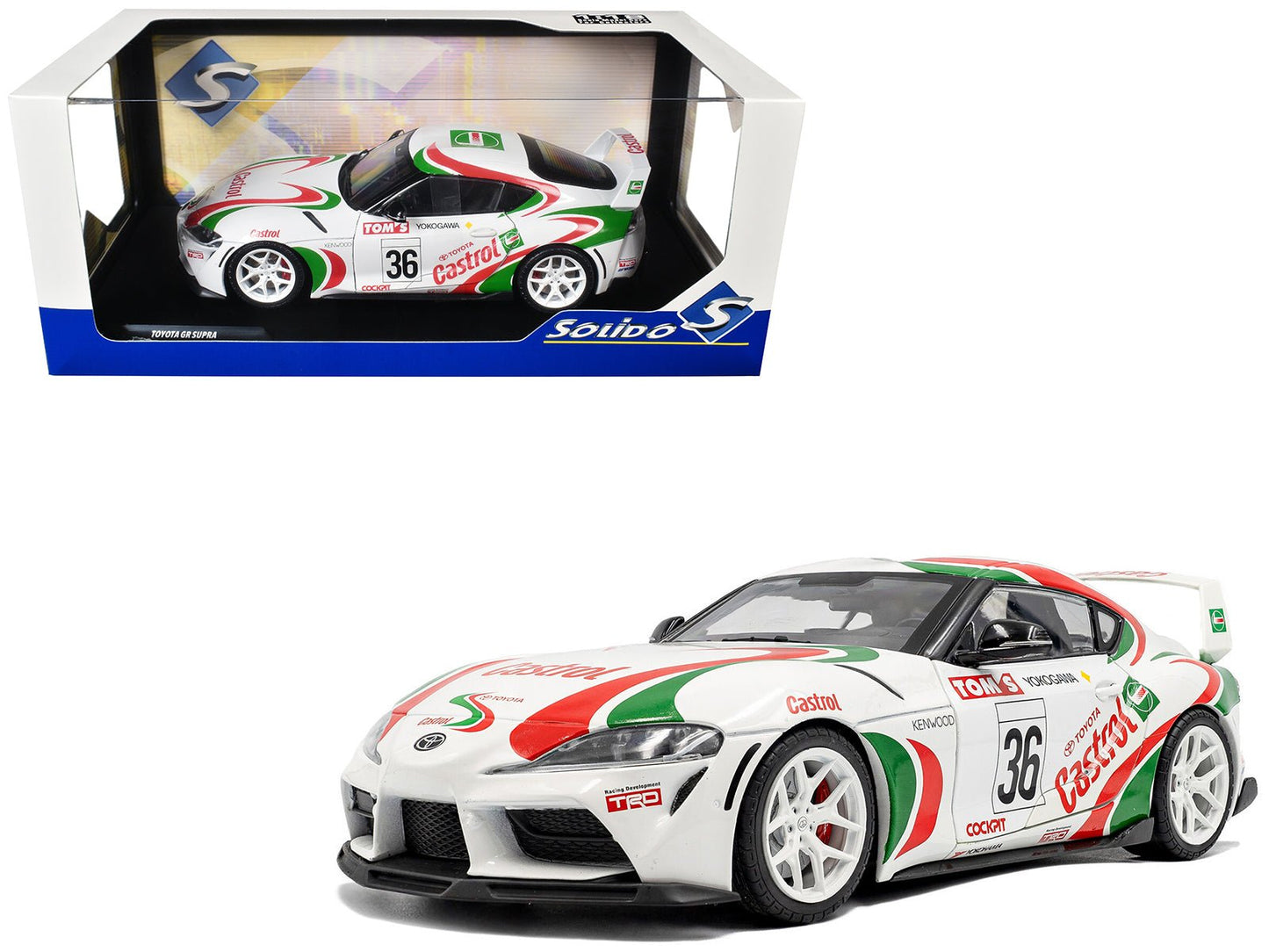 2024 Toyota GR Supra #36 "Toyota Racing Tribute" White with Green and Red Graphics 1/18 Diecast Model Car by Solido free shipping USA