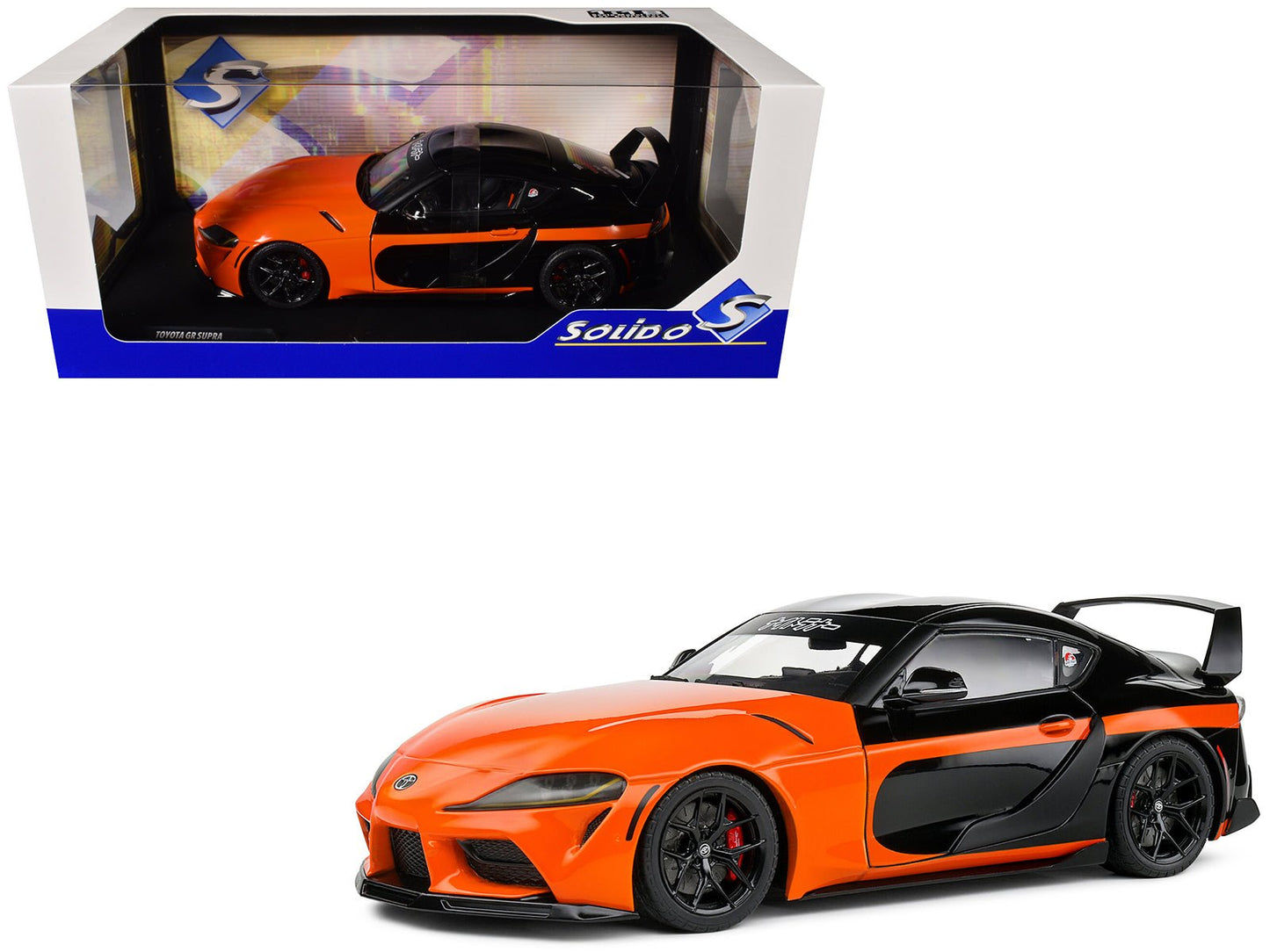 2024 Toyota GR Supra "StreetFighter" Orange and Black 1/18 Diecast Model Car by Solido free shipping USA