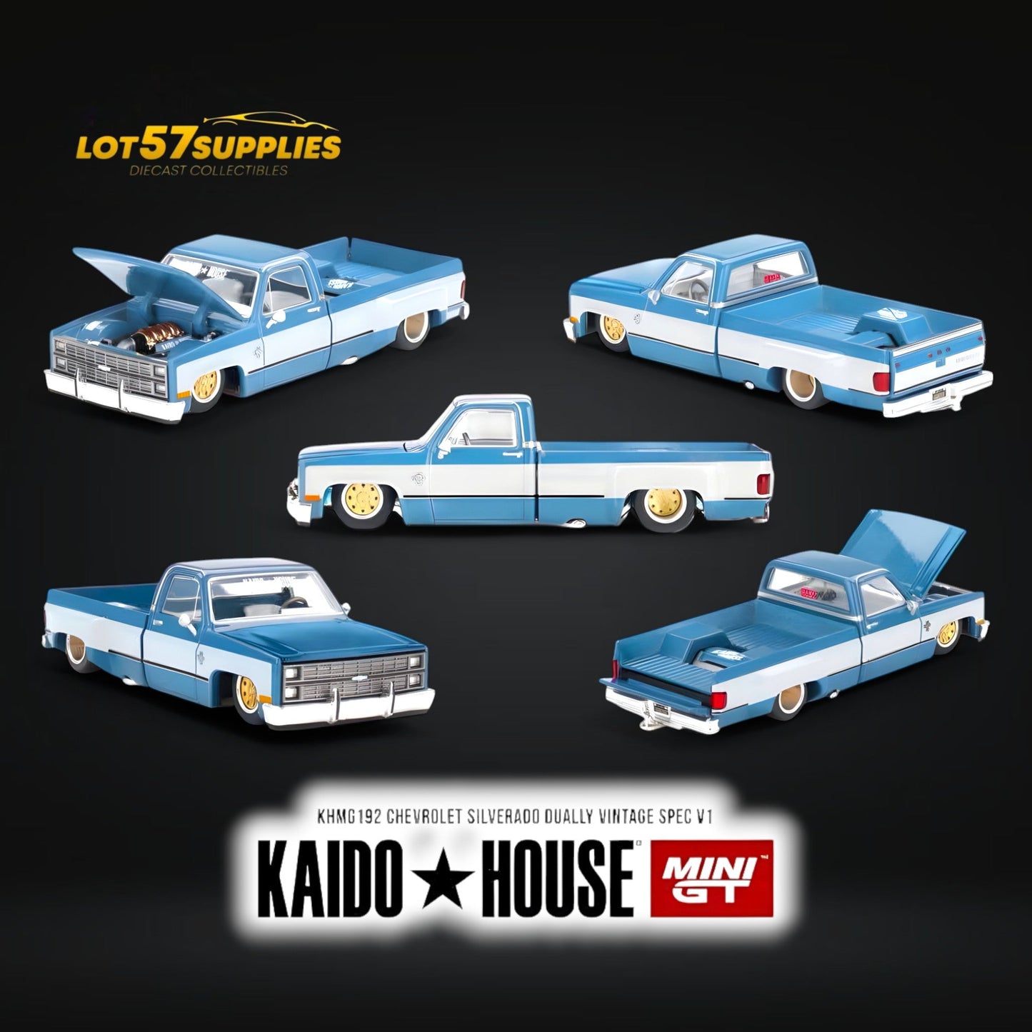 Mini GT x KAIDO Chevrolet Silverado Dually Vintage Spec V1 1:64